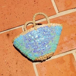 Artisanal Handwoven Sequin Mini Tote Bag
